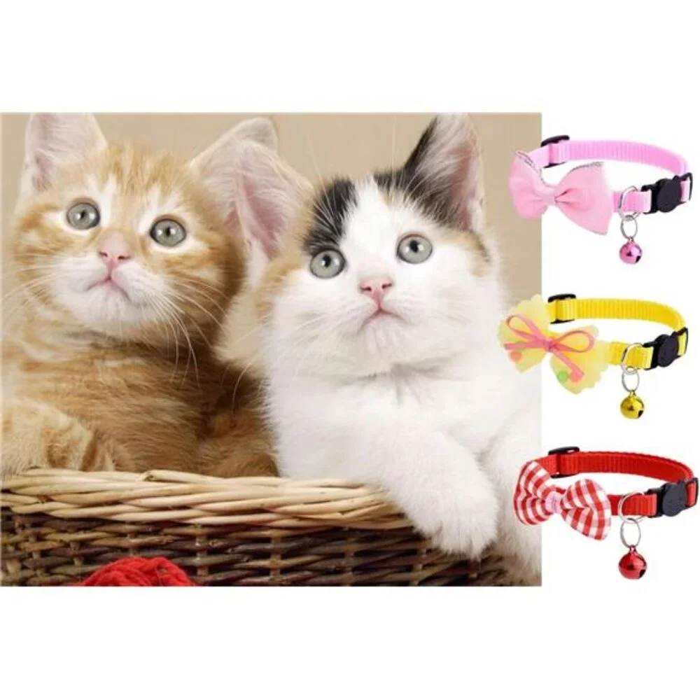 16 PCS Cute Cat Collar with Bells Kitten Collars for Girls Pink Cat Collar